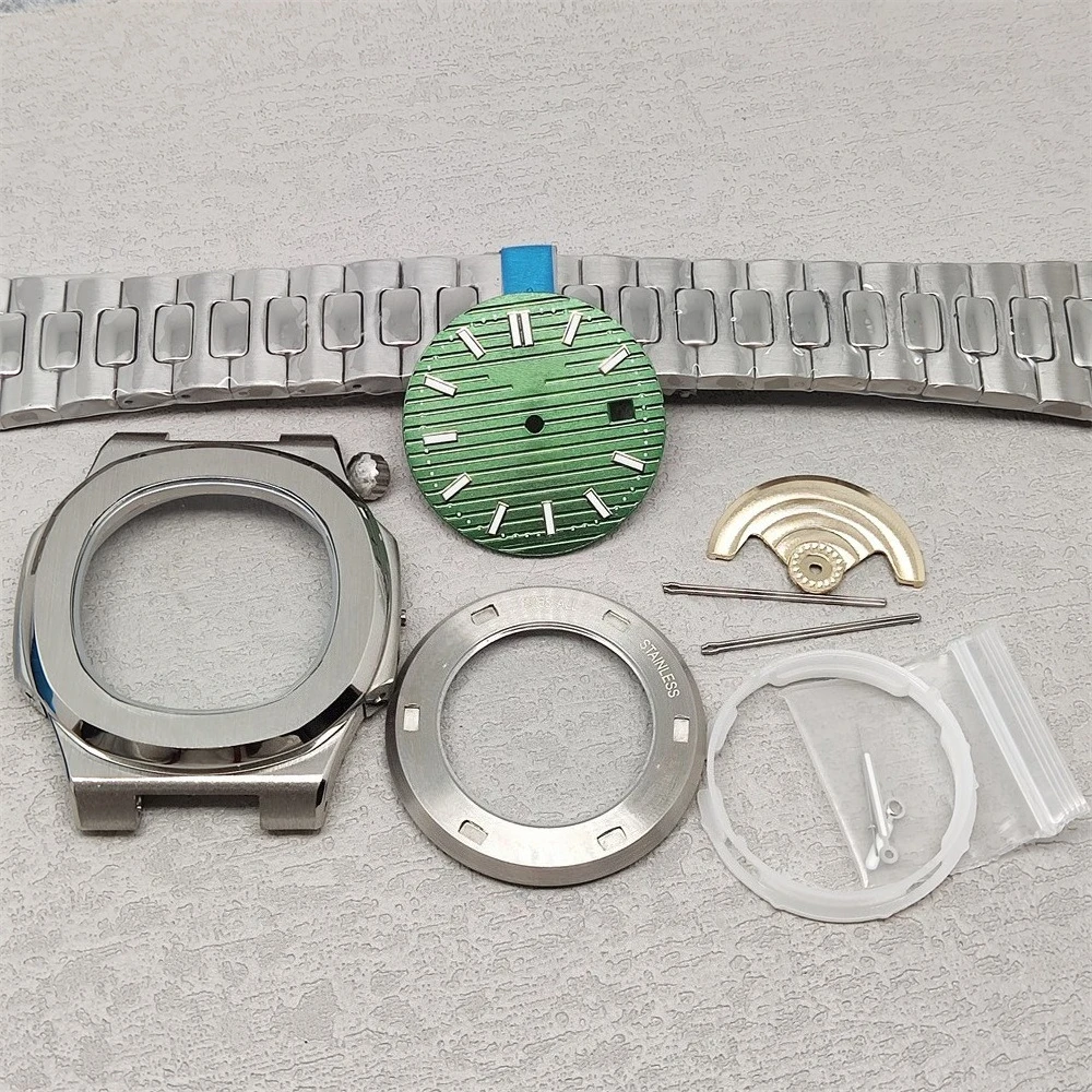 Корпус часов 43 мм, стальной P-Case, подходит для механизма 8215 8200 8205 2813, зеленый светящийся модифицированный аксессуар для часов со стрелками циферблата