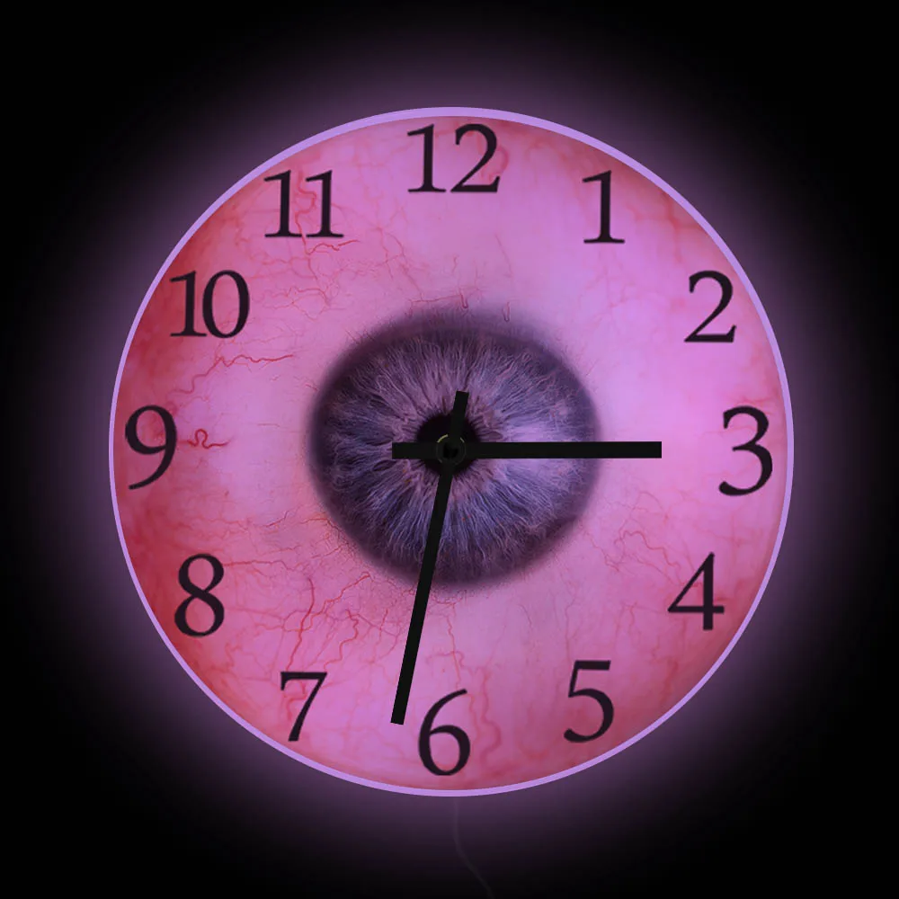 Bloodshot Eyeball LED Lighting Wall Clock Optrometrist Office Clinic Decor Eye Iris Pupil Luminous Watch Ophthalmologist Gift