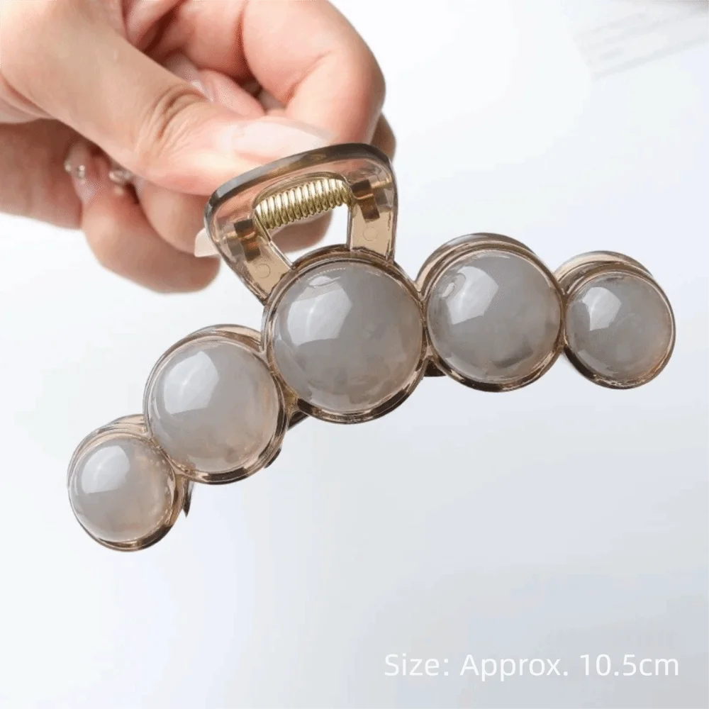 Retro Beaded Hair Claw Daily Styling Tool Ponytail Holder Plastic Hairpin Gradient Beaded Hair Clamps Everyday Hair Styling