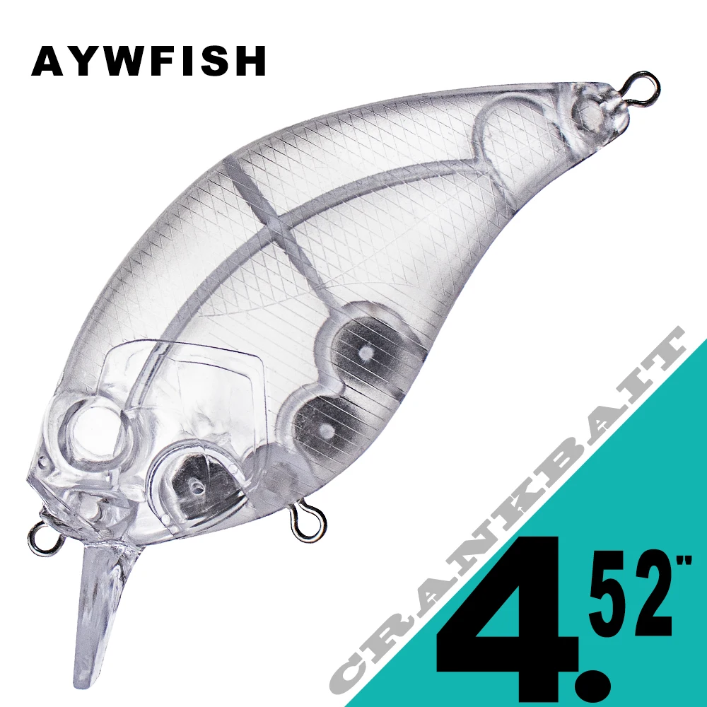 AYWFISH 11.5CM 42.3G Unpainted Crankbait Wobbler DIY Shallow Bill Artificial Fishing Lure Blank 5PCS Floating Hard Bait Big Game