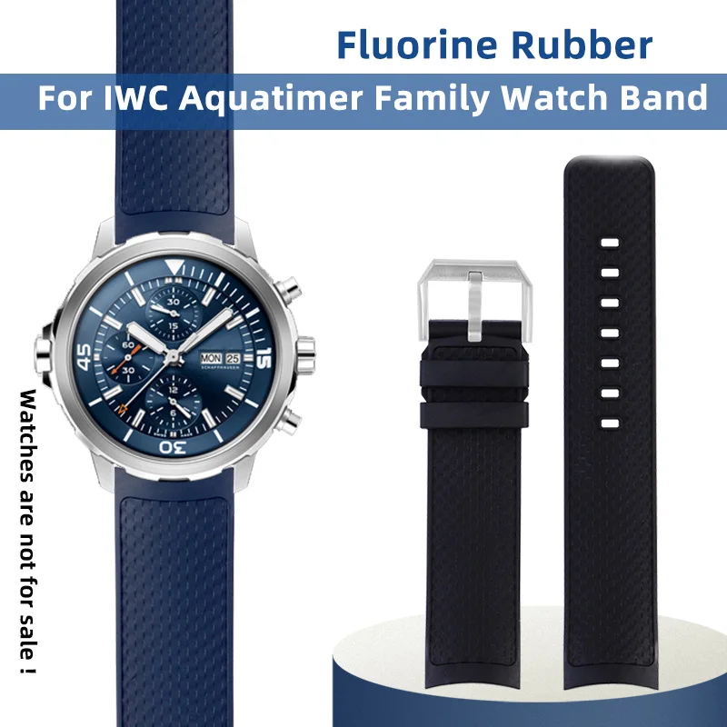 High Quality Fluororubber Strap For IWC Aquatimer Family Darwin's Adventure IW376803 IW379503  Watch Band Quick-release 22MM Men