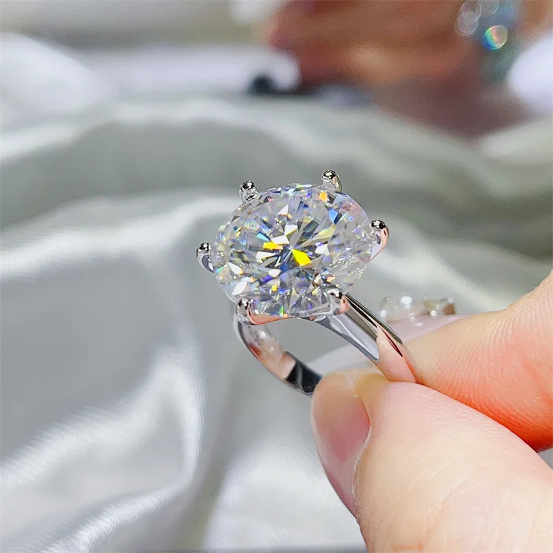 SACE GEMS GRA-zertifizierter 5–10 CT Moissanit-Ring VVS1 Lab-Diamant-Solitärring für Frauen, Verlobung, Versprechen, Ehering-Schmuck