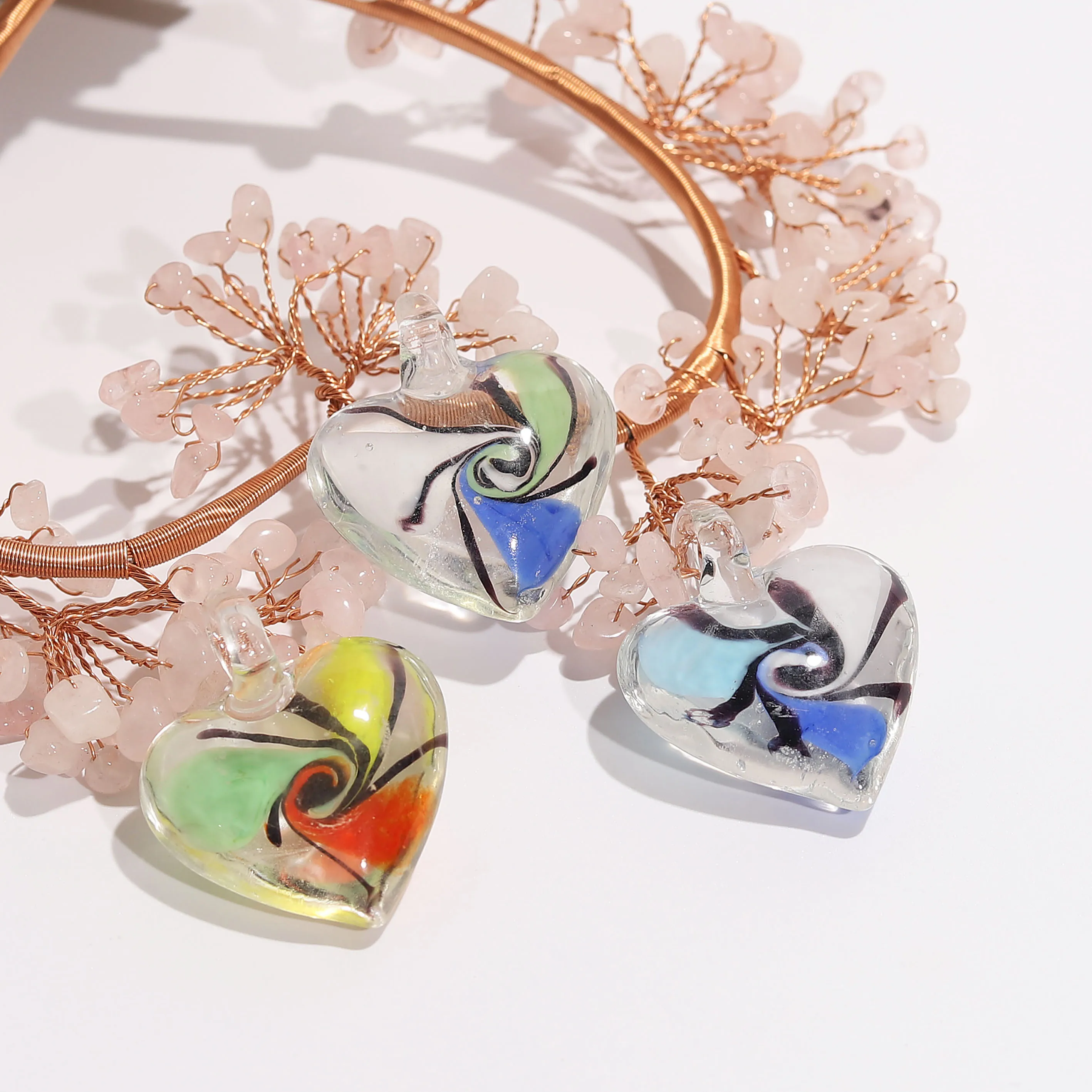 Spiral Flower Pendant Fit Necklace Wholesale 6pcs Handmade Murano Lampwork Glass Mix Color Jewelry Gifts Wow