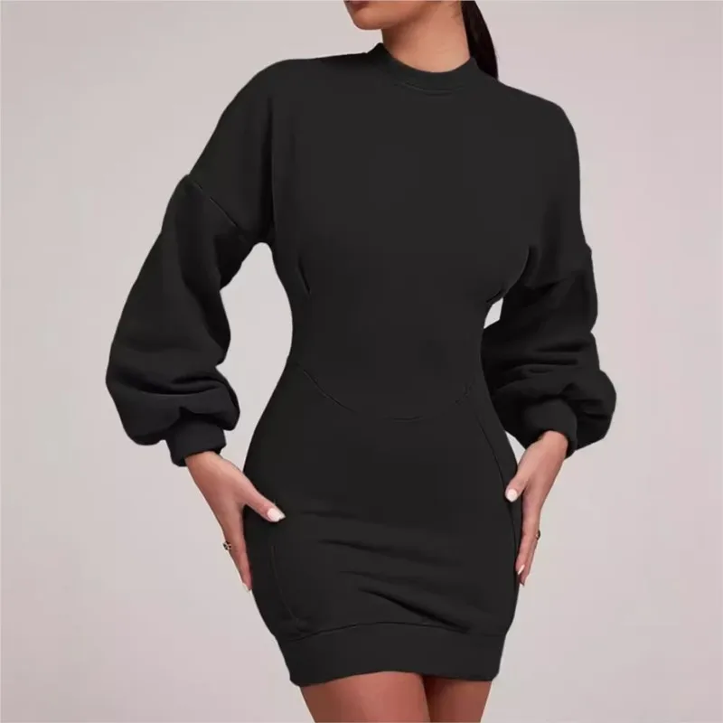 Frauen Bodycon Kleid Herbst Winter Mode Oansatz Taille Schlank Hüfte Abdeckung Pullover T-shirt Elegante Mini Kleider Für Frauen Vestidos