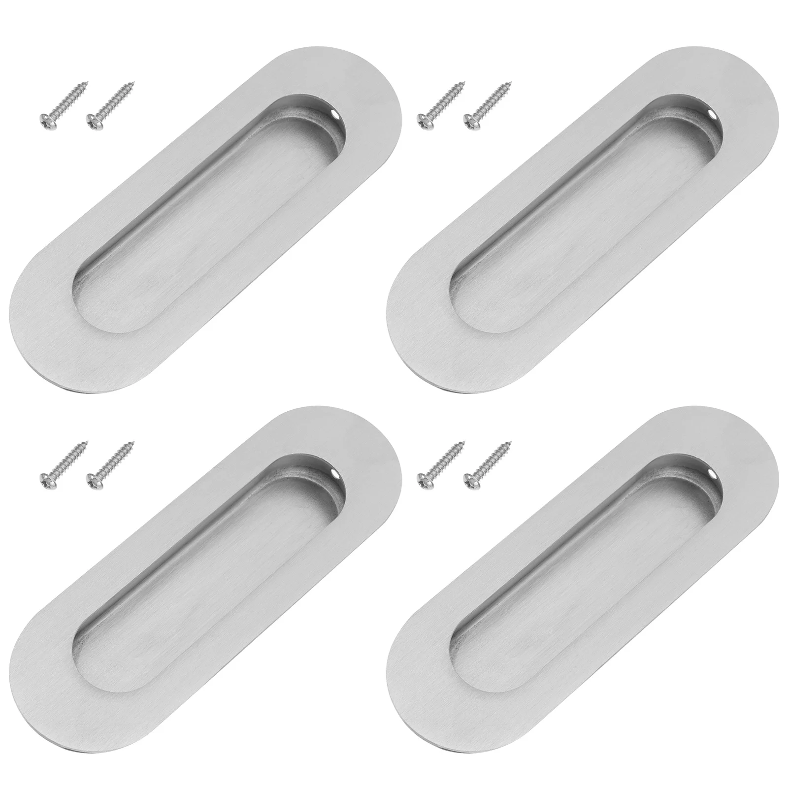 

4Pcs Stainless Steel Flush Drawer Handles Concealed Hidden Pulls Recessed for Cabinets Sliding Doors Furniture