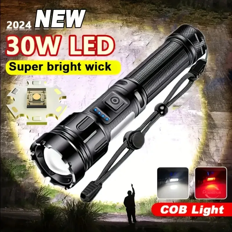 

LED Flashlight Aluminum Alloy Strong Light P50 Outdoor Long-range Telescopic Zoom Emergency Power Bank Rechargeable Lamp ﻿