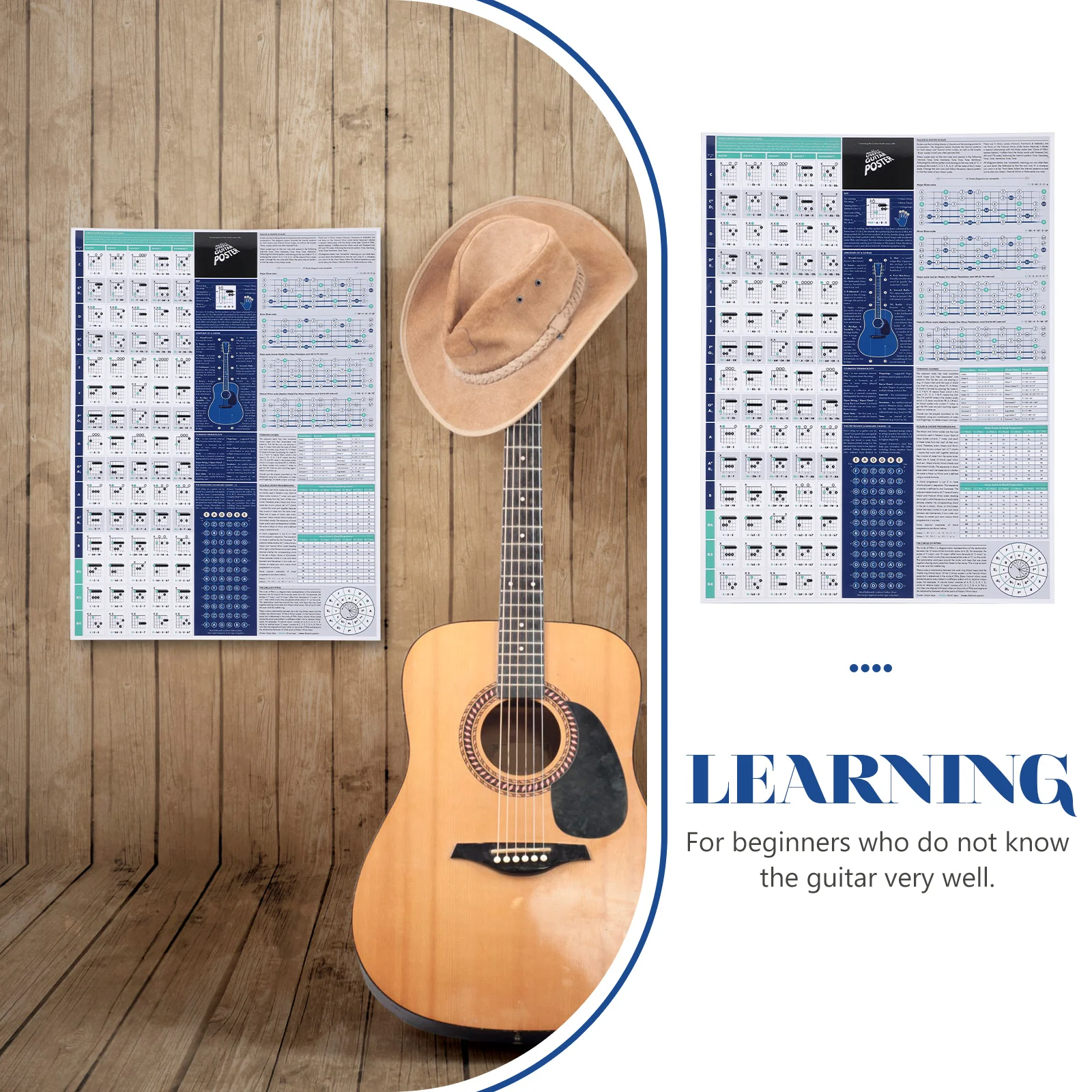 

Guitar Chord Scale Poster for Beginners Learning Chart Musical Posters Guitar Educational Picture Classroom Decor
