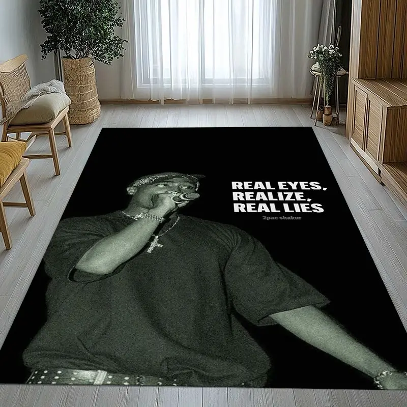 Tupac 2Pac Thug Life West Coast Rap Legend Soft Non-Slip Large Area Rug for Living Room,Bedroom Carpet Mat for Sofa,Home Decor