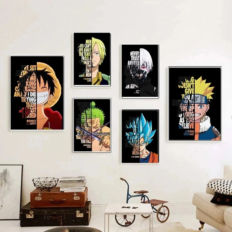 Classical Japanese Anime Naruto Manga Canvas Painting Motivational Quote Letter Poster Comic Figure Wall Art Home Decor Cuadros