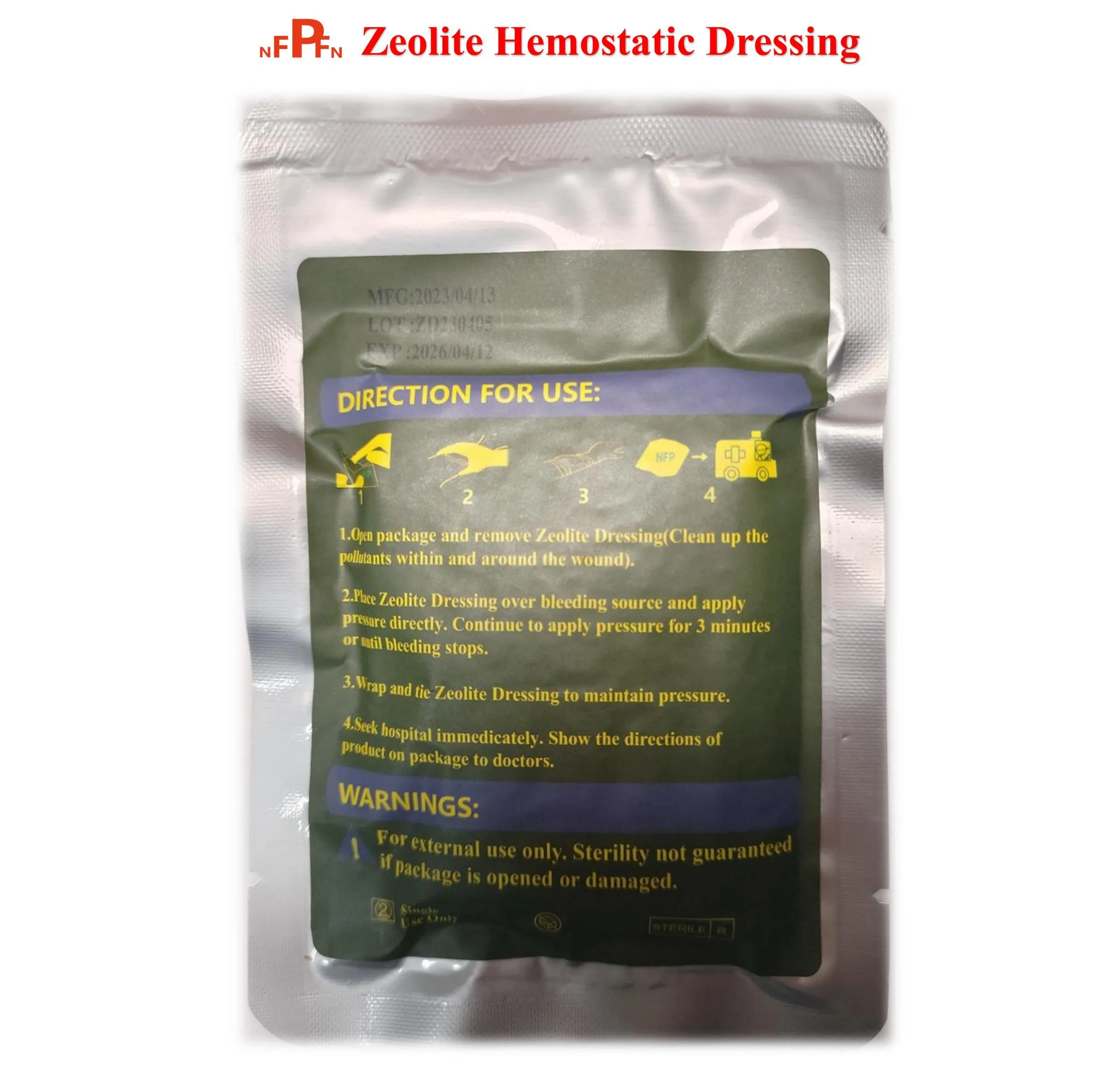 Imagem -04 - Tccc-tactical Zeolite Hemostatic Dressing Ligação Exterior de Emergência Bandagem Fixa Kit de Primeiros Socorros Molho Médico