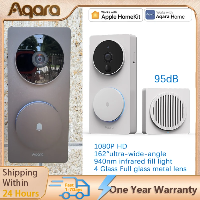 

Aqara 2.4G WiFi Smart Video Doorbell G4 1080P Smart Outdoor Wireless Intercom Waterproof Wireless Camera Ringing Bell