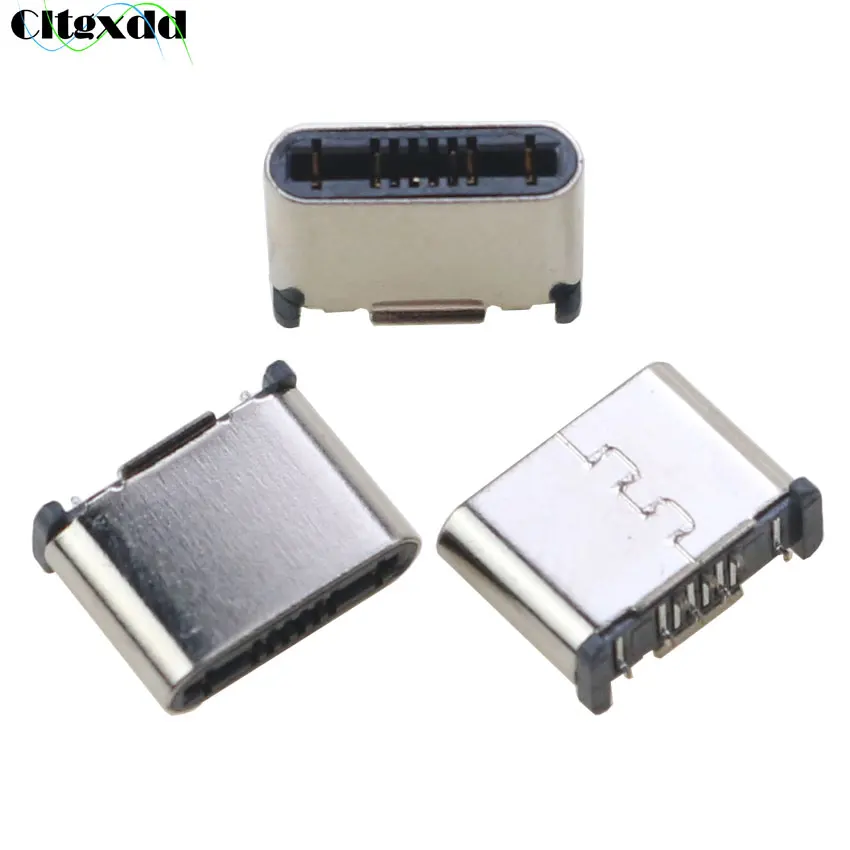 Cltgxdd 10pcs Type-C 16 Pin 16P Vertical Patch SMD USB C Data Tansfer Male Plug 180 Degree H6.0mm High Speed Connector