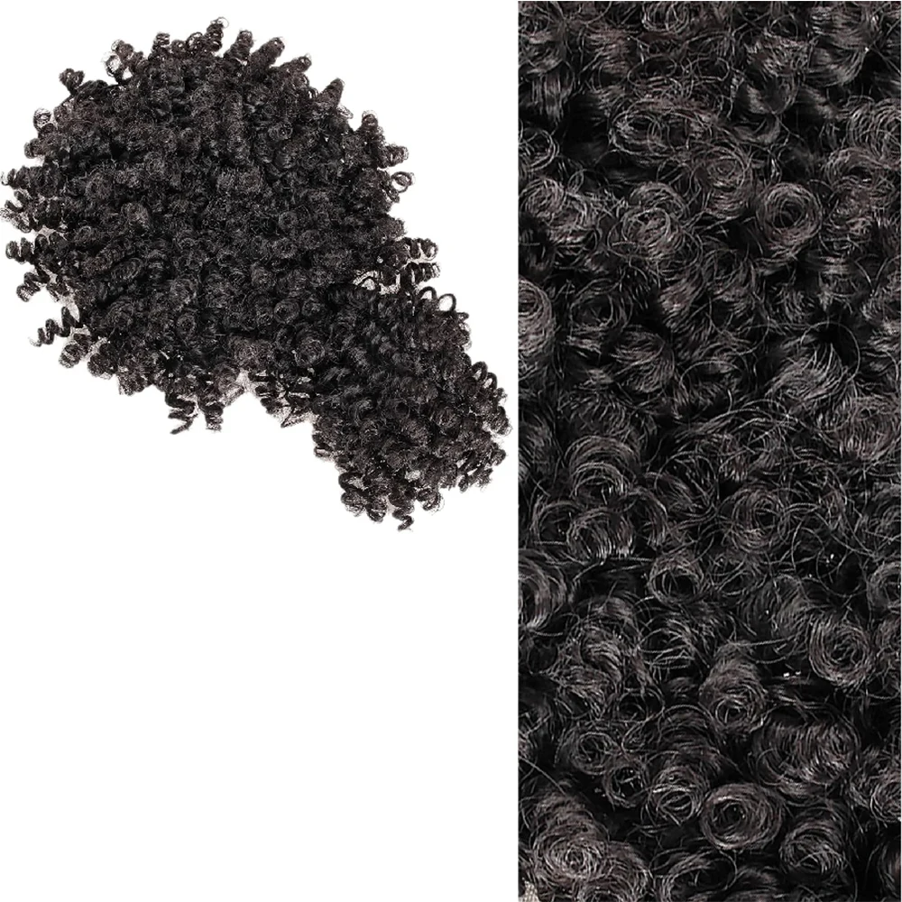 Synthetic Afro Puff Drawstring Ponytail with Bangs Pineapple Updo Hair for Black Women Short Kinky Curly Ponytail Bun image 3