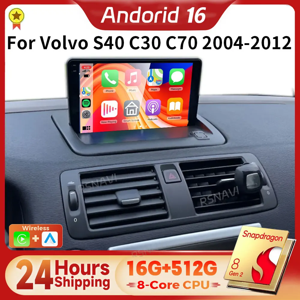Radio Multimedia para Auto con Android 16, Carplay, BT, WIFI+4G para Volvo S40 C30 C70 2 MS 2004-2013, Autoradio Estéreo, Envío en 24 horas