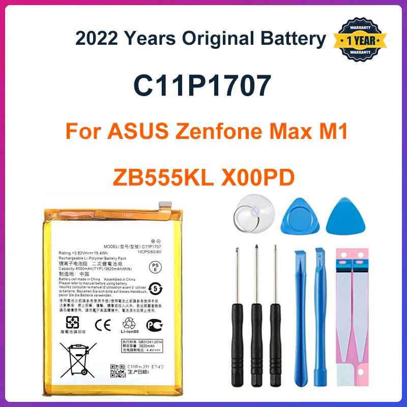 

100% Original ASUS C11P1707 Phone Battery For ASUS Zenfone Max M1 ZB555KL X00PD 4040mAh High Capacity +Free Tools