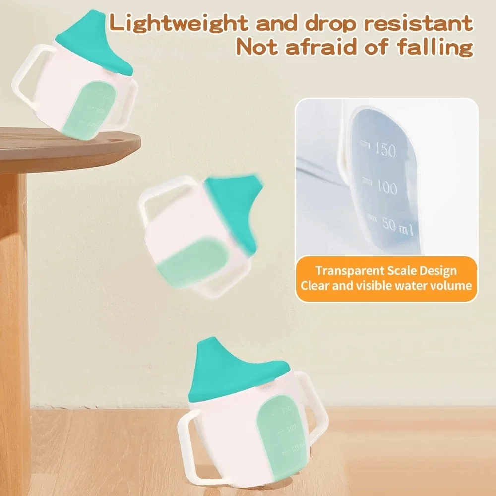 Cute Portable Feeding Bottle 150ML Leakproof Duckbill Cup with Scale with Handle Drinking Cup Children Training