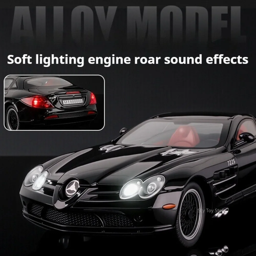 1:24 SLR 722S Vision GT modelo de coche aleación Diecast juguetes rueda delantera dirección sonido luz tirar hacia atrás coches en miniatura adornos de moda