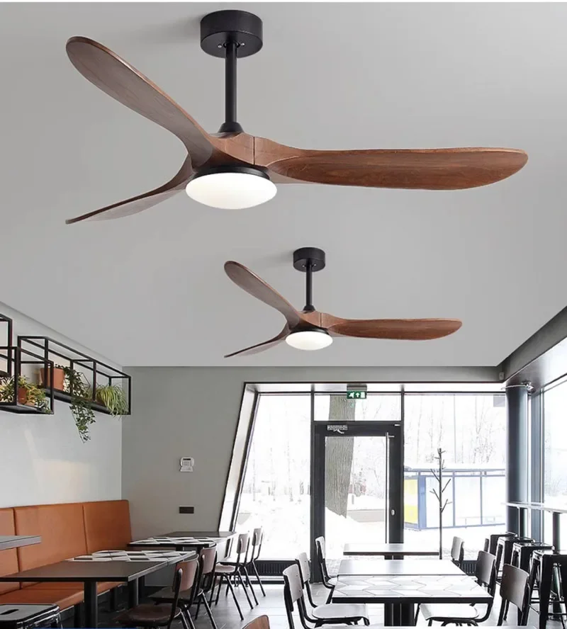 Luxury Natural Wooden Ceiling Fan Home Decorative Pendant Fan With Lamp Reversible Motor Suitable for Summer and Winter