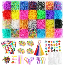 10000pcs Loom Rubber Bands Set Girls DIY Toy Adult Elastic  with Clips for bracelet Figures Charms Art Craft