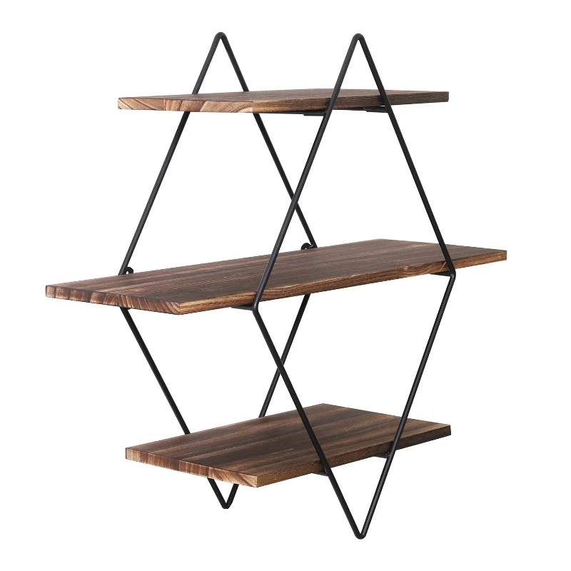 

3 Tier Floating Hanging Display Shelf Book Storage Rack Wall Mounted