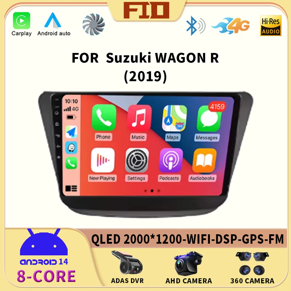 Android 14 Wireless Carplay For Suzuki WAGON R 2019 Car Radio Multimedia Video Player Navigation GPS Auto 360 Camera WIFI 5G BT