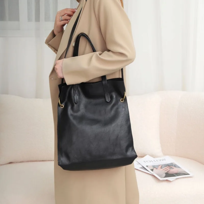 New Genuine Leather Bag for Women Simple All-match Large Capacity Tote Shoulder Bags Commuter Casual Luxury Handbags Bolsos