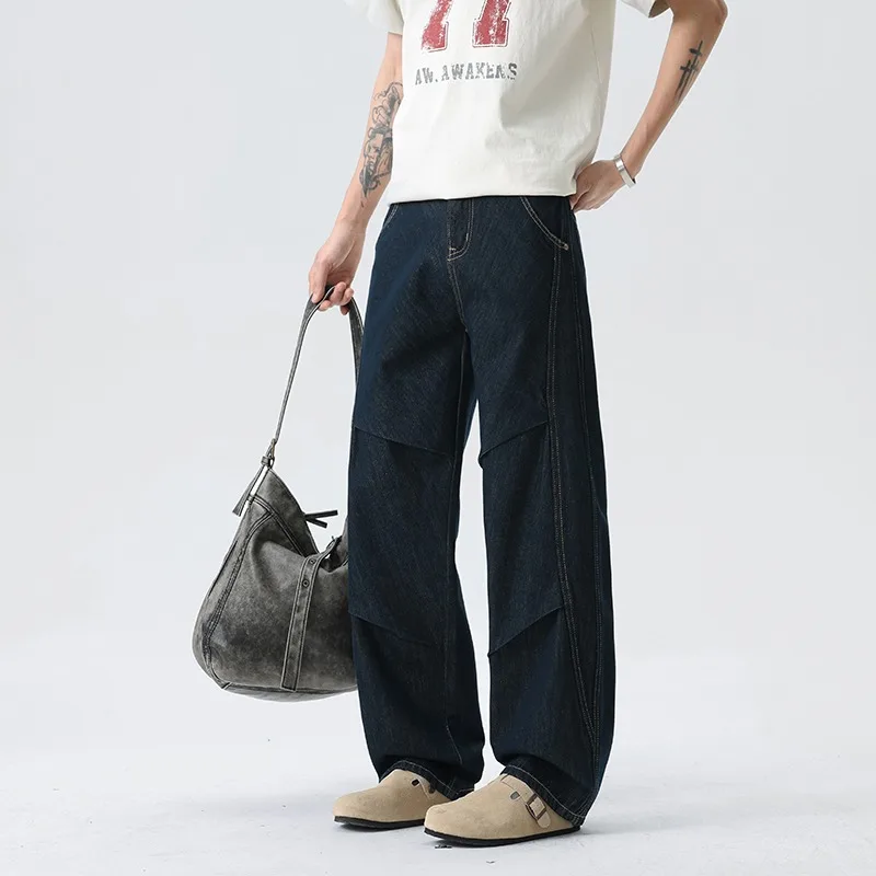 

Simple Men's Denim Pants Vintage Wide Leg Loose Jeans Casual Straight American Style Male Trousers Women’s Jeans Mens Jeans