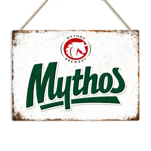 MYTHOS Bier Metallschild Vintage Retro Blechschild Bar Pub Männerhöhle Griechisches Lagerbier Kunst-Aluminium