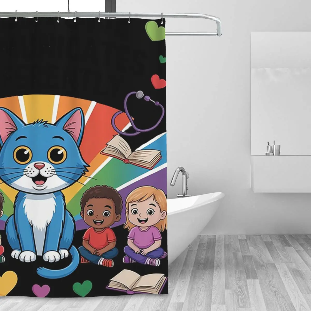 Everyone Communicates Differently Funny Book Shower Curtain Bathroom Polyester Waterproof Bath Curtains with Hooks