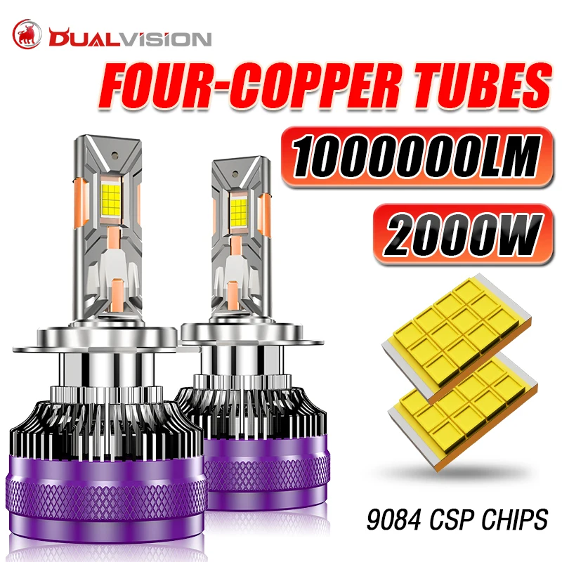 

Dualvision H7 Led Canbus Автомобильные фары Лампы 2000 Вт H4 Декодер Лампа H9 H11 H1 HB3 9005 HB4 9006 9012 HIR2 Турбо Противотуманные фары 6000K
