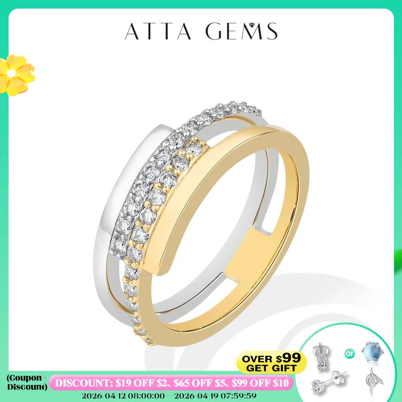

ATTAGEMS 2026 Hot Two Tone Gold Spinner Moissanite Ring for Women Men 925 Sterling Silver Jewelry Perfect Birthday Gifts for Her