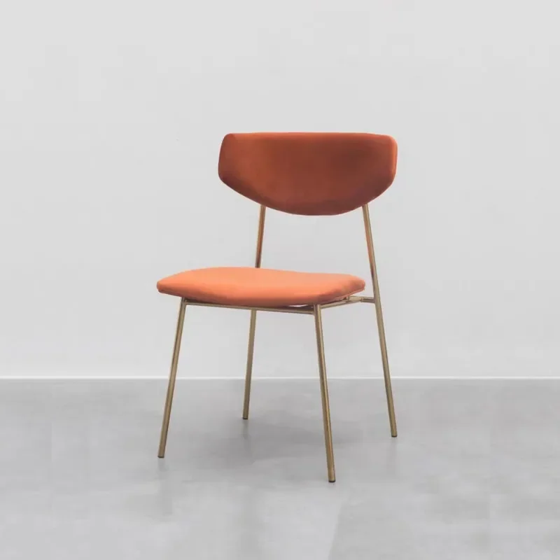 Nordic light luxury wrought iron dining chair, Italian minimalist designer fabric chair, western restaurant chair