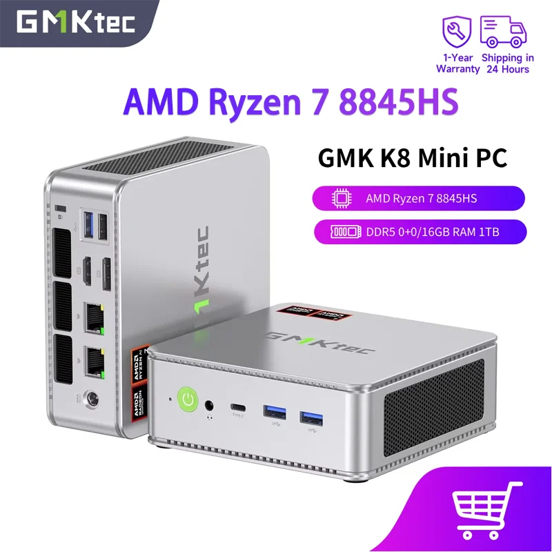 GMKtec NucBox K8 AMD Ryzen 7 8845HS DDR5 0+0/16GB RAM 1TB Mini PC PCIe3.0/4.0 Window 11 Pro WiFi 6E Mini Desktop Computer USB4.0