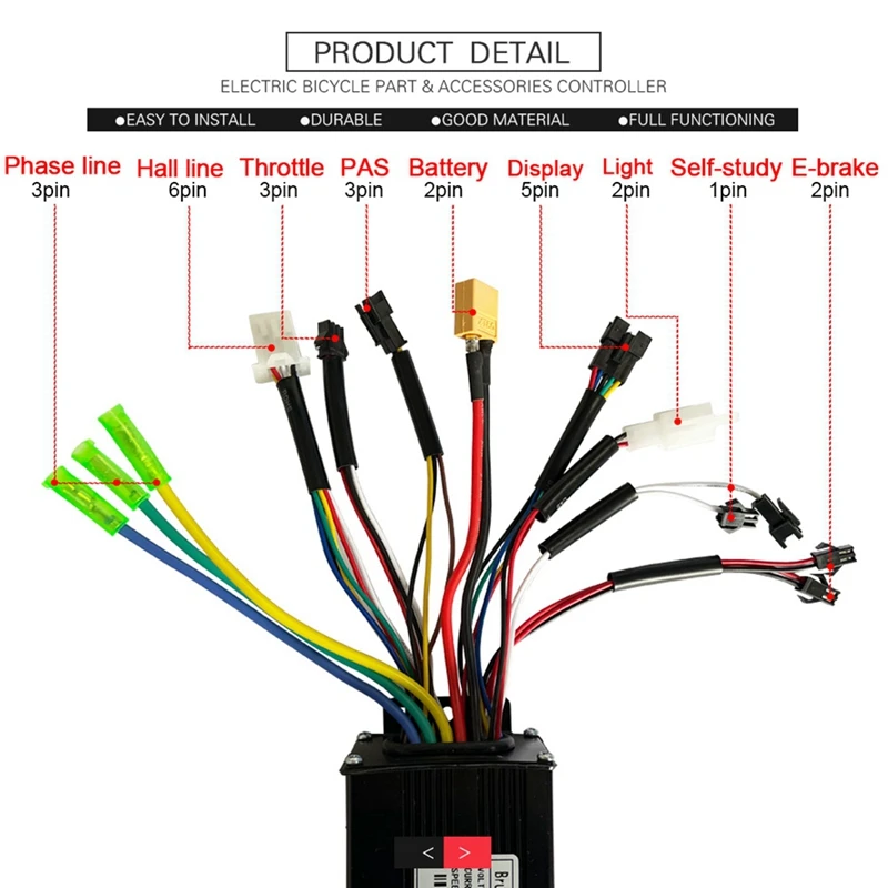 24V36V48V 500W 750W Hall Brushless Controller 126A Sine Wave Three-Mode Controller Ebike Controller