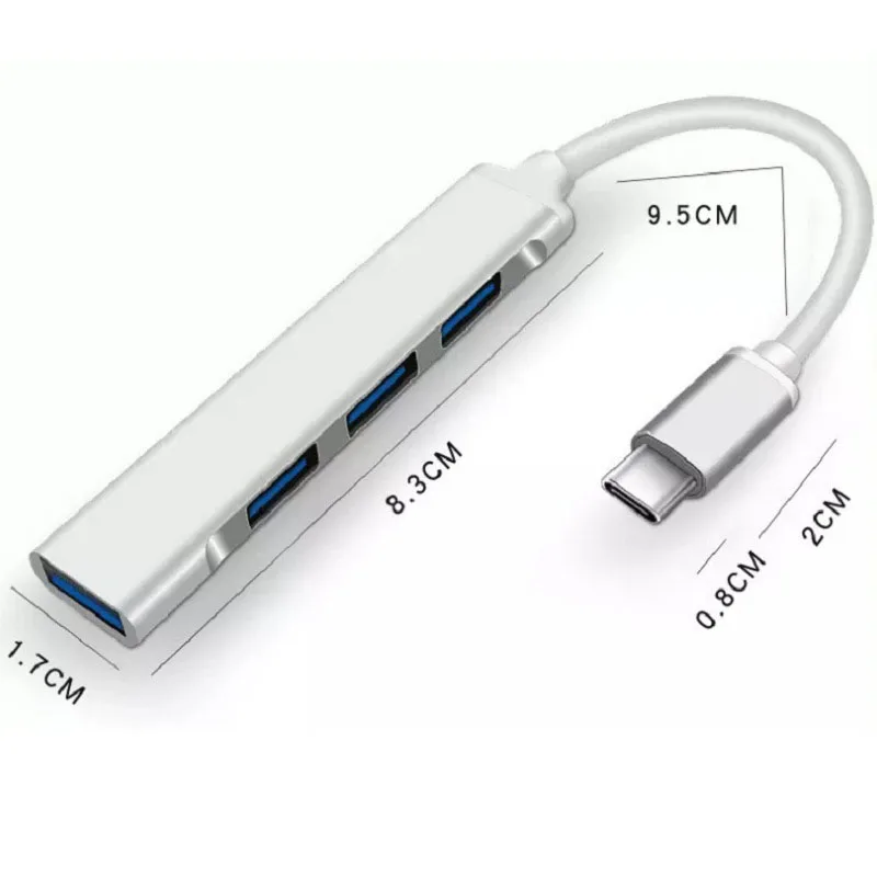 Type-C HUB 1 to 4 USB 3.0 Splitters 2.0 Hub Aluminum Alloy Docking Station 4 Ports Ultra-thin image 2
