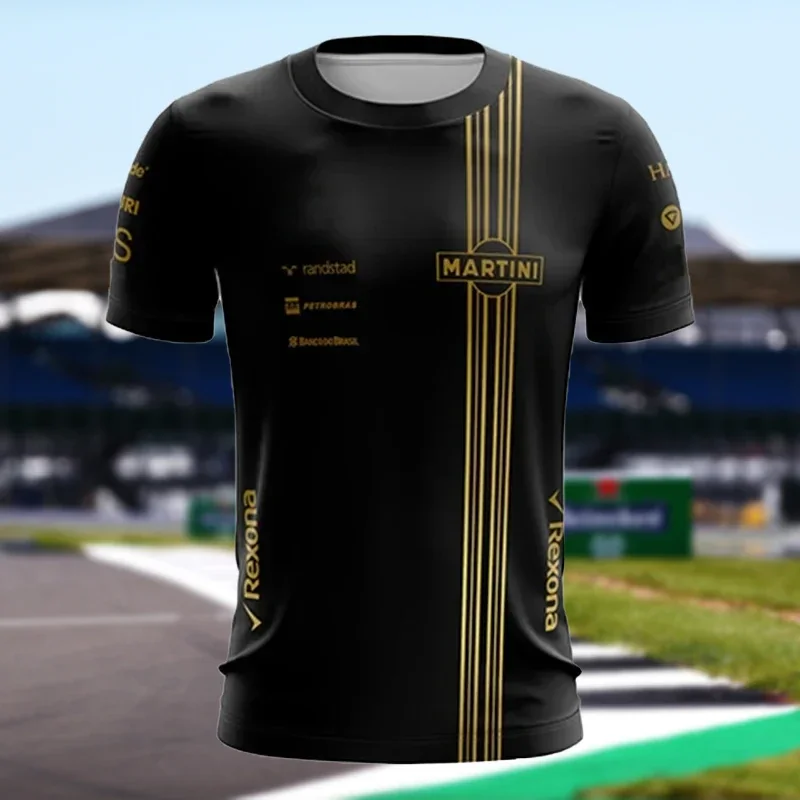 تي شيرت رجالي بأكمام قصيرة لفريق 2025 F1 قميص رياضي شديد الجودة ومريح كاجوال كبير الحجم برقبة دائرية
