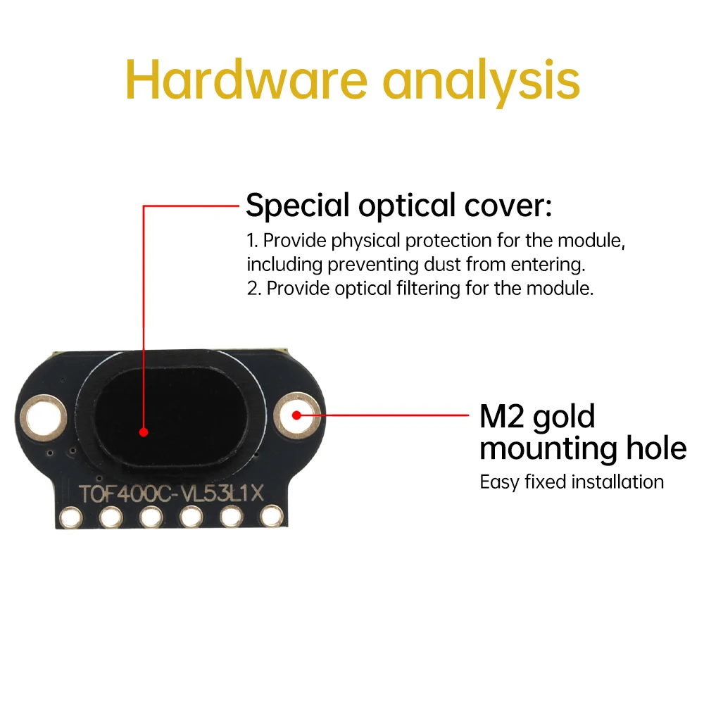 TOF050C 400C Laser Distance Sensor Module TOF Time-of-flight Distance IIC Output for Arduino VL6180 VL53L0X VL53L1X ﻿