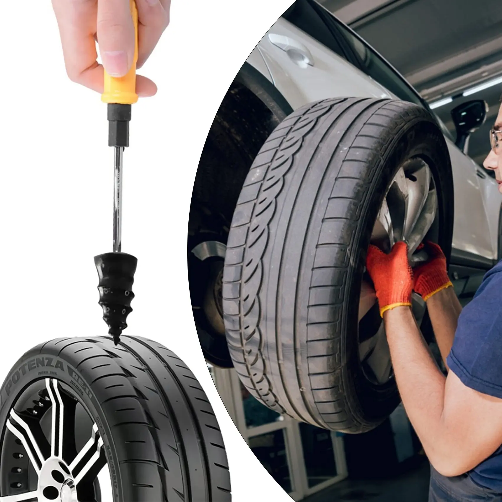 40PCS Tire Repair Rubber Nail, Tire Repair Rubber Screws Black, Fast Tool Self-Service Tire Repair Nail