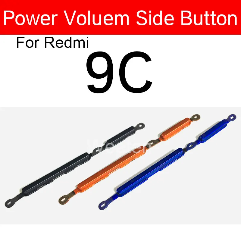 Botón lateral de volumen de encendido/apagado para Xiaomi Redmi 9 9A 9C 9T Control de volumen arriba y abajo tecla lateral + piezas de repuesto de