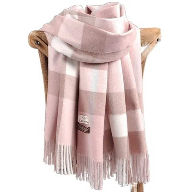 2024 Pamwallymensa Women\'s Scarf Winter Luxury Brand Tippet Scarves for Ladies  Plaid Shawls Warm British Style Thicken Man