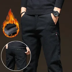 Winter Thermal Men Snow Warm Plush Casual Jeans Male Slim Comfortable Street Denim Pants Popular Thicken Office Work Trousers