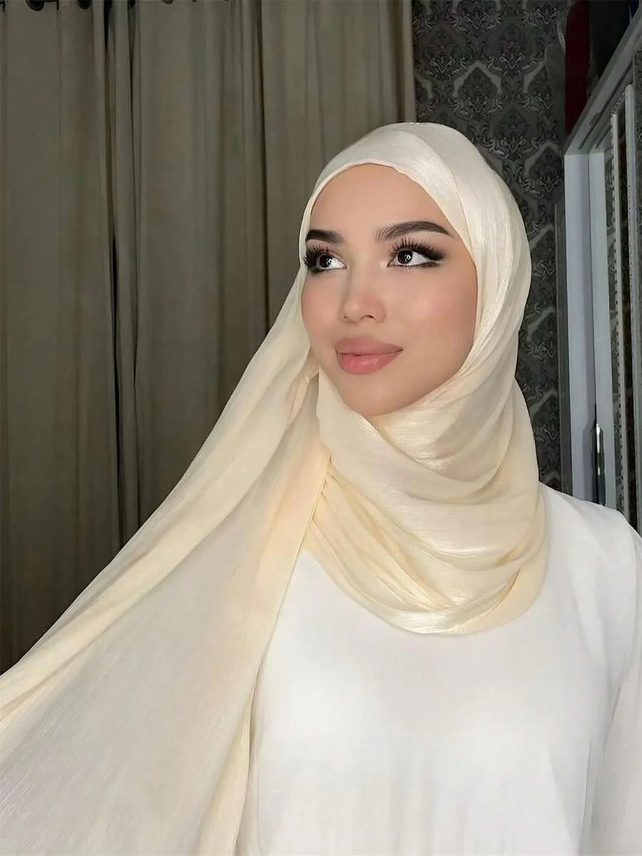 

Premium Shimmer Silk Hijab Glitter Satin Shawls Islamic Scarf Shimmer Wrap Beach Cover Stole Bufandas Muslim Hijab 175*75cm