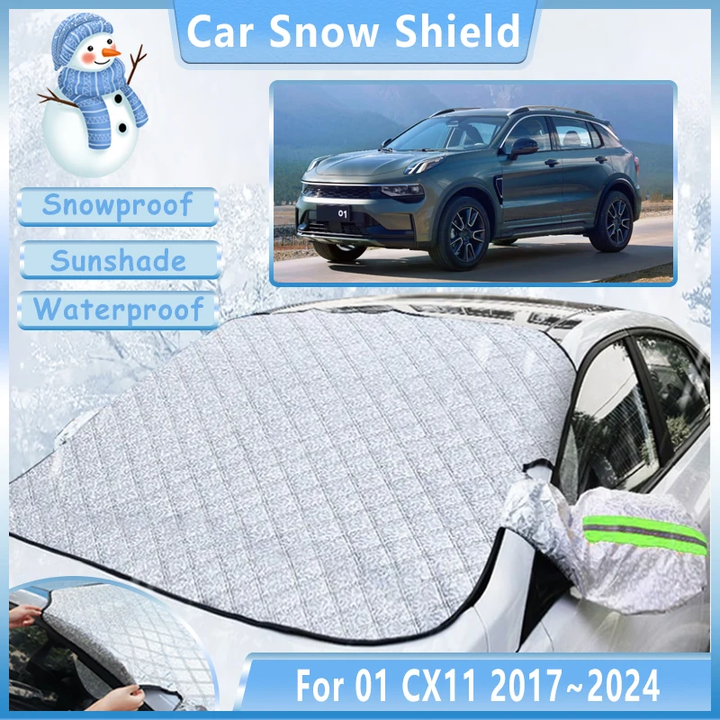 

Автомобильный снежный чехол для Lynk & Co 01 CX11 2017 ~ 2024, переднее лобовое стекло, зимний водонепроницаемый уличный зимний козырек, козырек, аксессуары