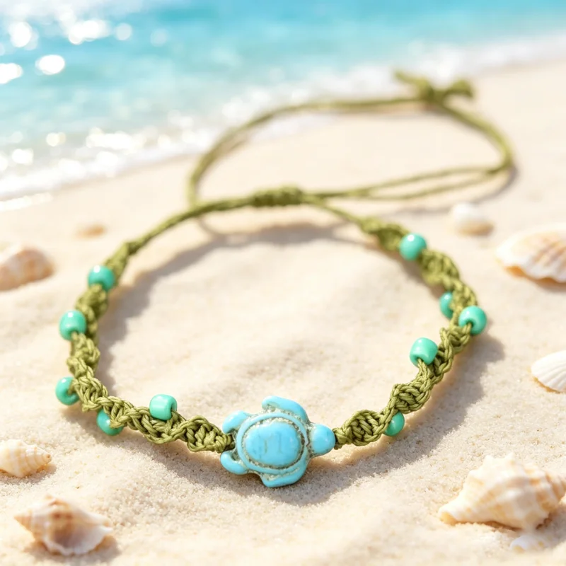 Böhmen Seil Armband Unisex Einstellbare Schildkröte Armband Sommer Strand Schmuck 4mm Reis Perle Armband Surf Brazalete Pulseira Joias – Detail 5
