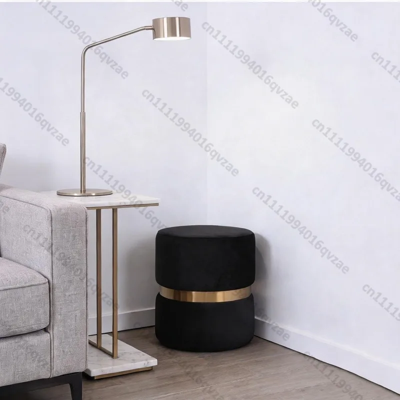 Customizable Modern Velvet Foot Stool Furniture Fabric Cushion Stool with Gold Decorative Velvet Stool