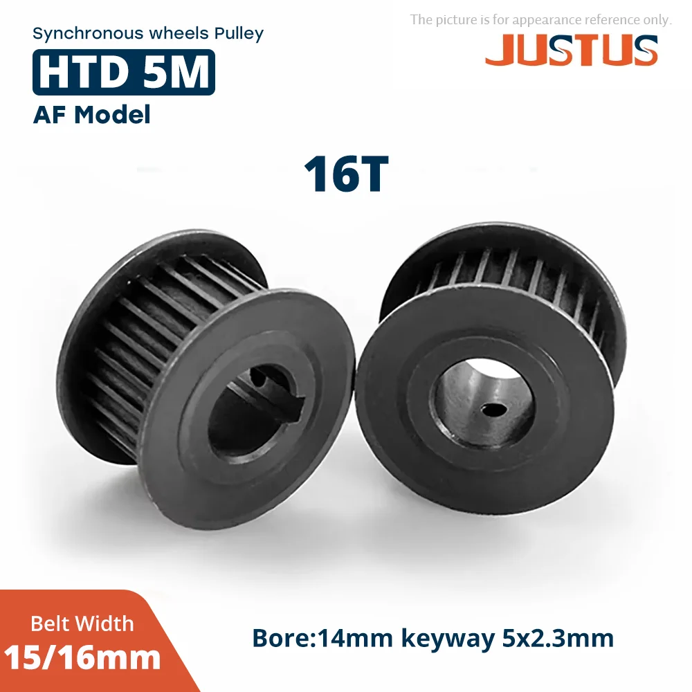 

HTD 5M 16 Teeth Black Steel Synchronous Wheels Bore14mm keyway 5x2.3mm for 15/16mm Width Belt Used In Linear Pulley 5GT