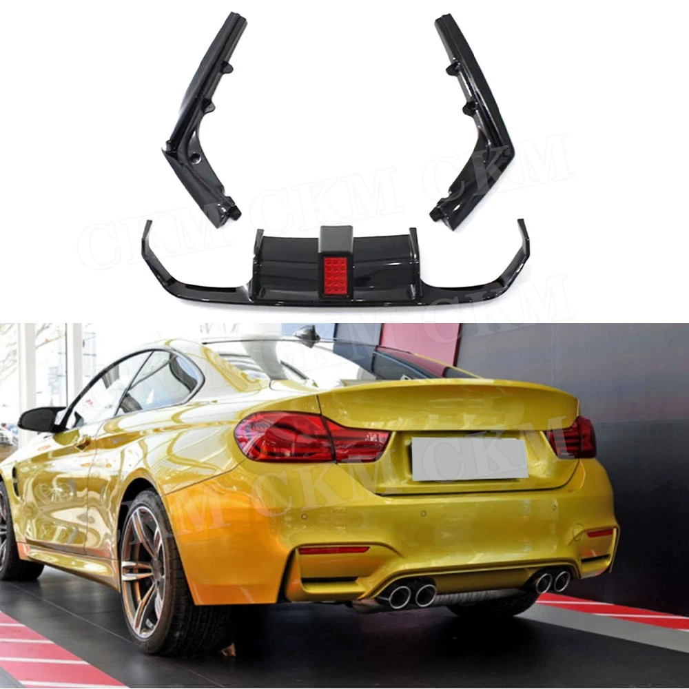 

Carbon Fiber Look Rear Diffuser Spoiler Accessories for BMW F80 M3 F82 F83 M4 2014-2019 ABS Black Bumper Lip Guard Car Body Kits