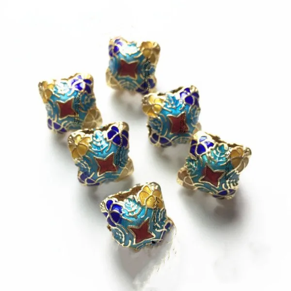 

5pcs Handcrafts Cloisonne Filigree Accessories Beads DIY Enamel Copper Jewelry Charm Pendant Necklace Earrings Bracelets Making