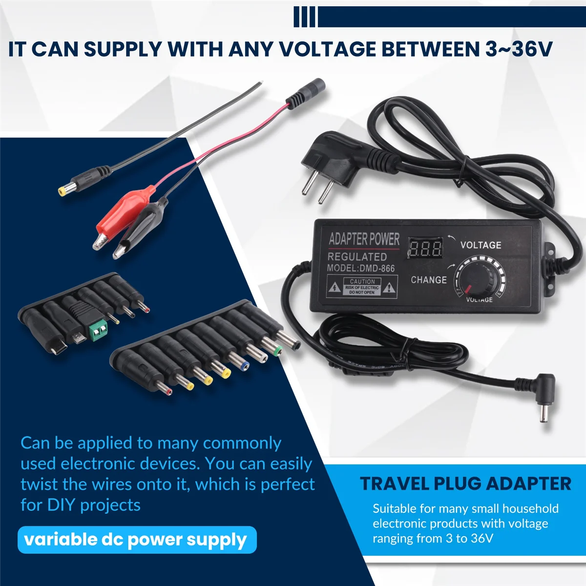 3-36V 4A 144W Universal Power Supply 3V 5V 6V 9V 12V 15V 18V 20V 24V 30V 36V Adjustable Variable Switching AC/DC EU Plug TQ
