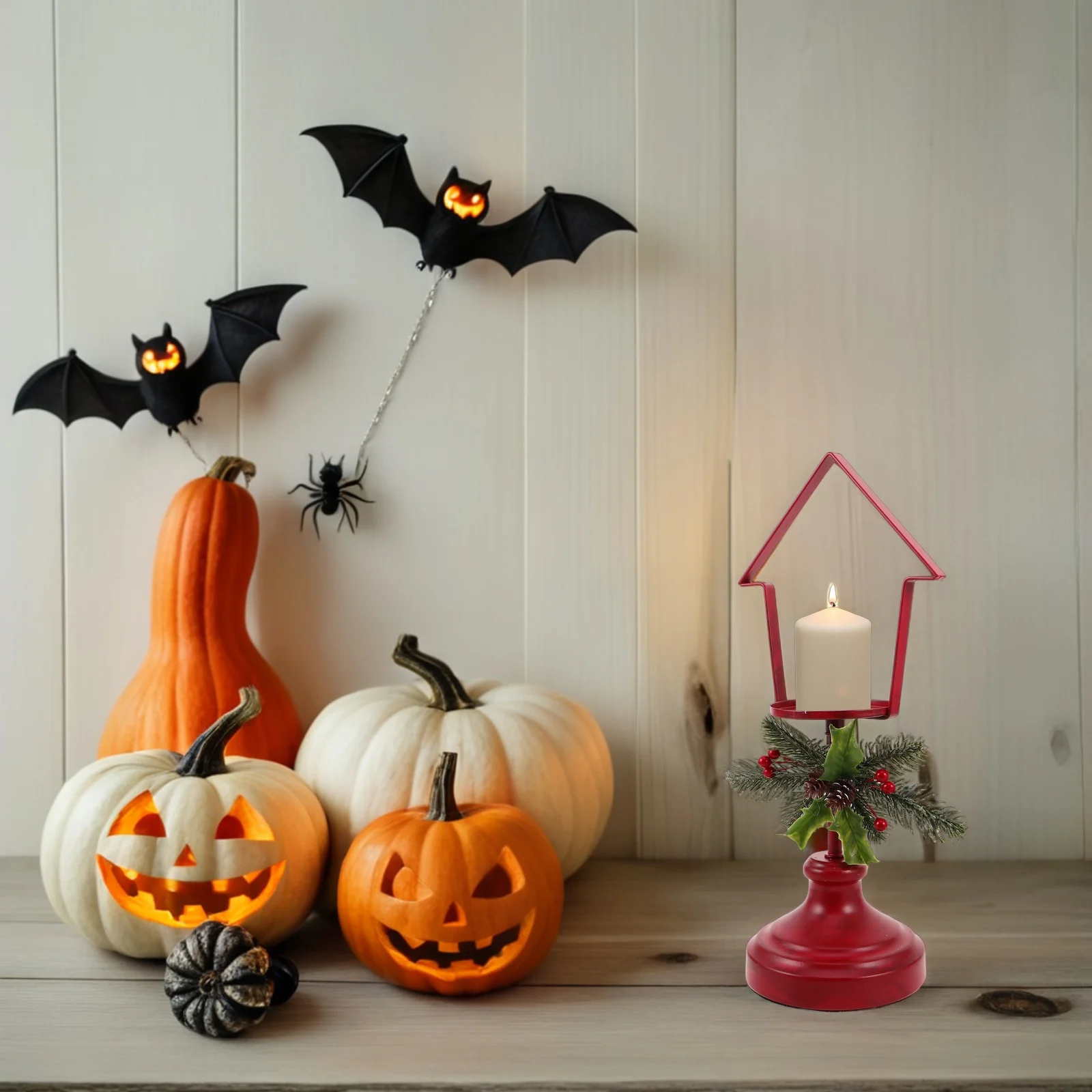 

Christmas Iron Tabletop Holder Vintage Cast Iron Candlestick Stand Votive Cup Party Centerpiece Rustic Xmas Decor